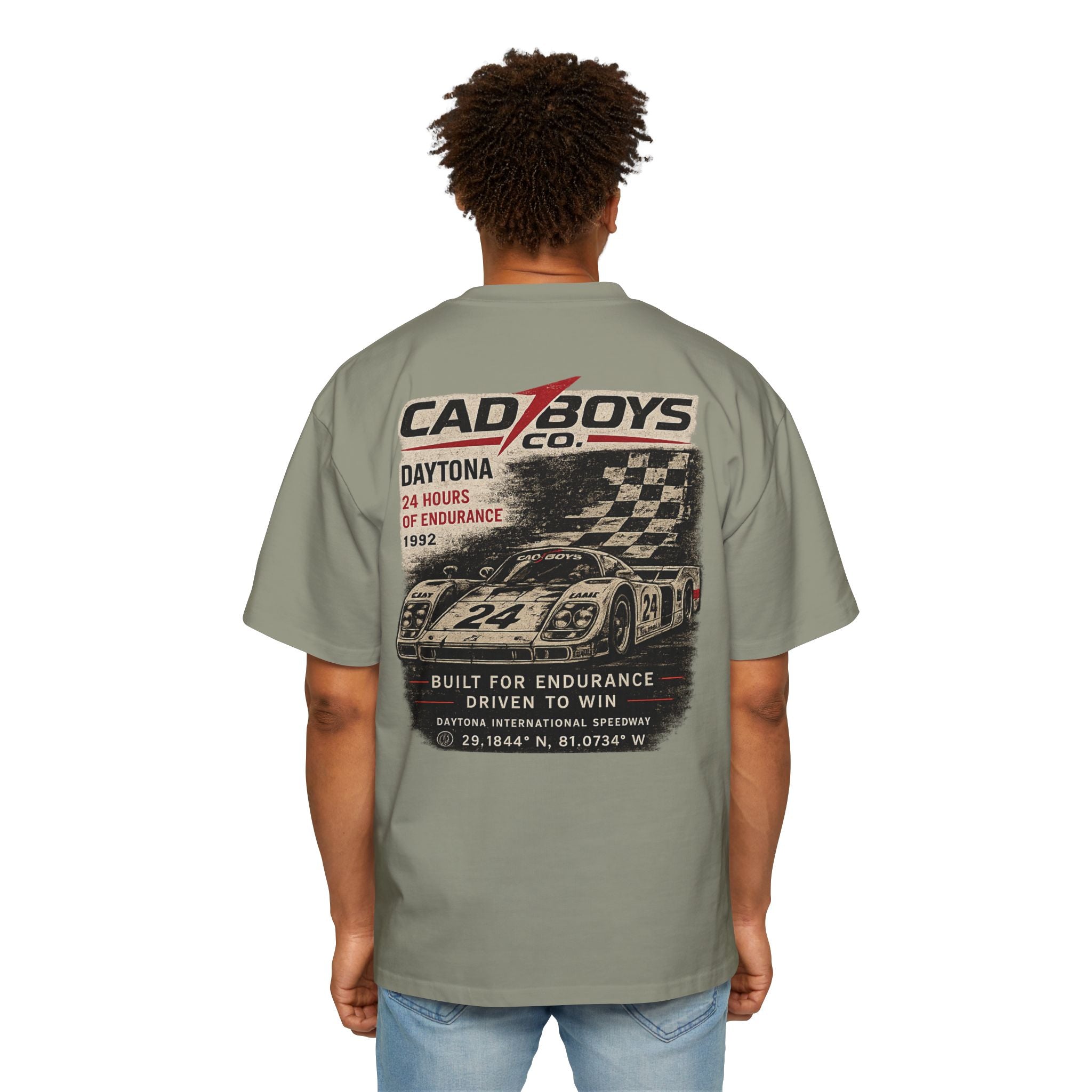 Cad Boys Daytona Racing Tee — Men's Oversized Car Graphic T-Shirt