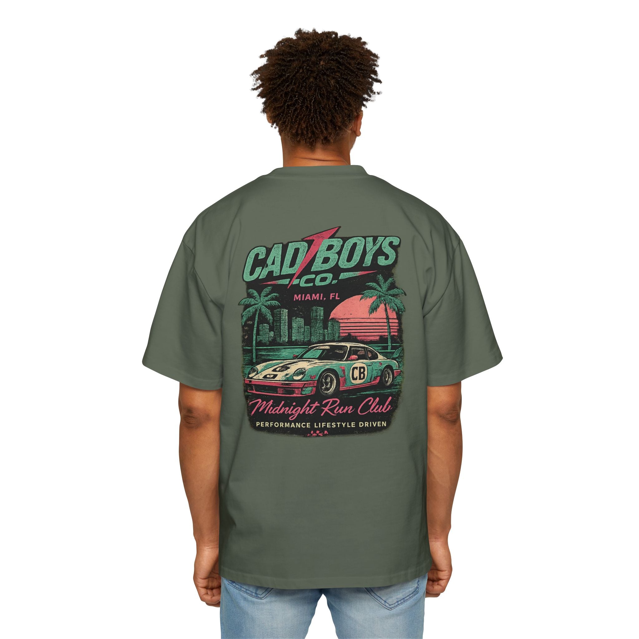 Cad Boys Midnight Run Oversized Tee — Retro Miami Racing Graphic T-Shirt