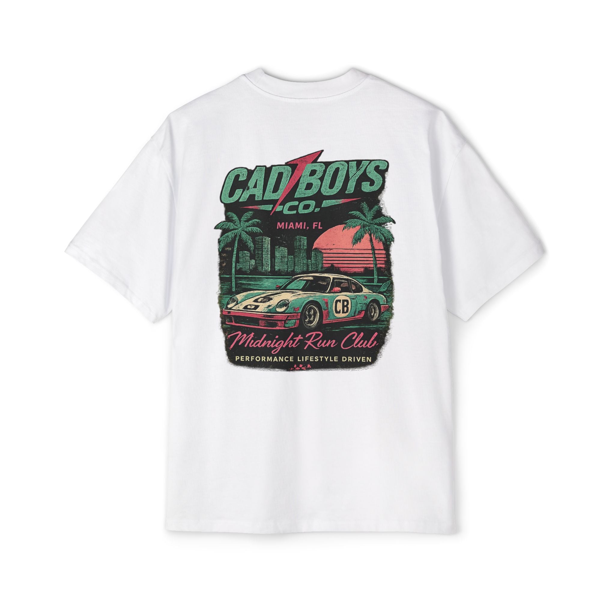 Cad Boys Midnight Run Oversized Tee — Retro Miami Racing Graphic T-Shirt