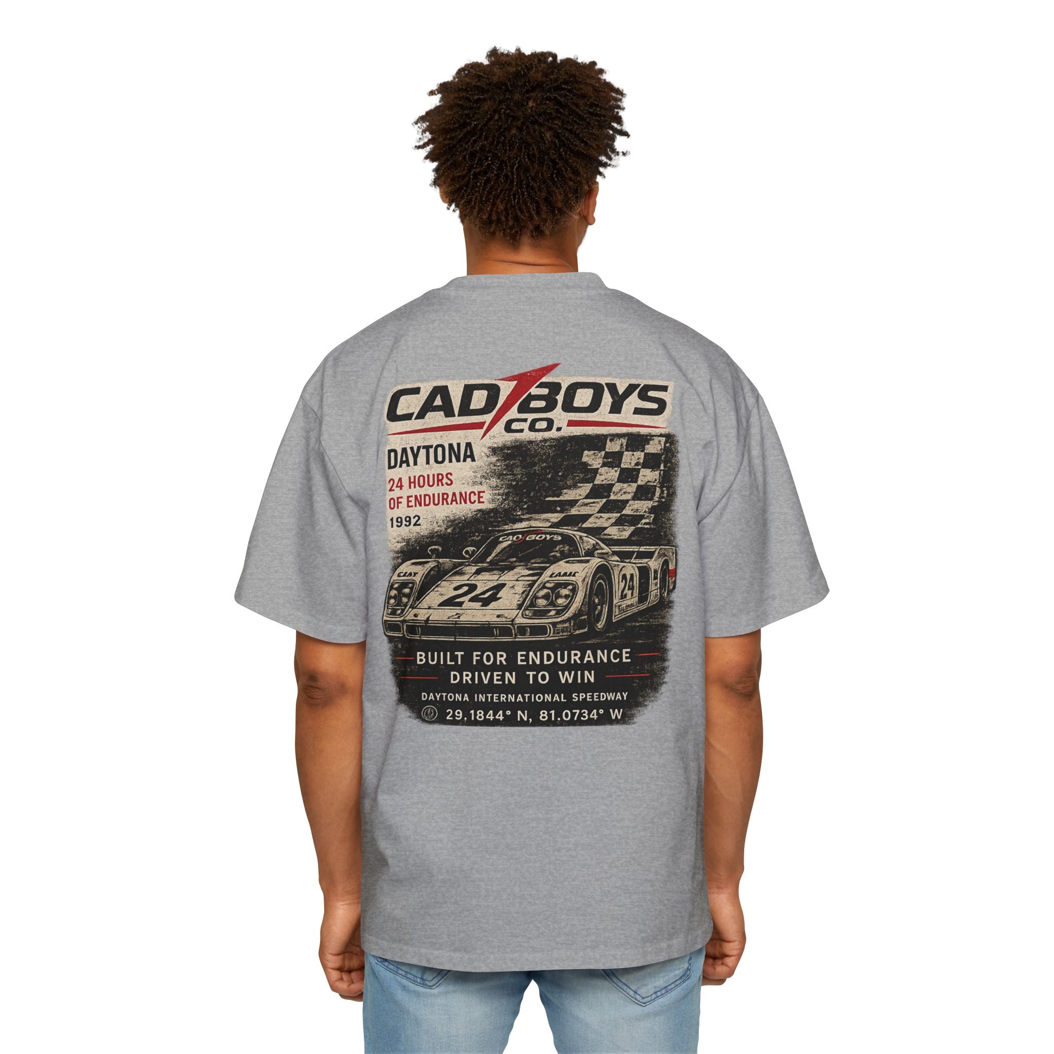Cad Boys Daytona Racing Tee — Men's Oversized Car Graphic T-Shirt