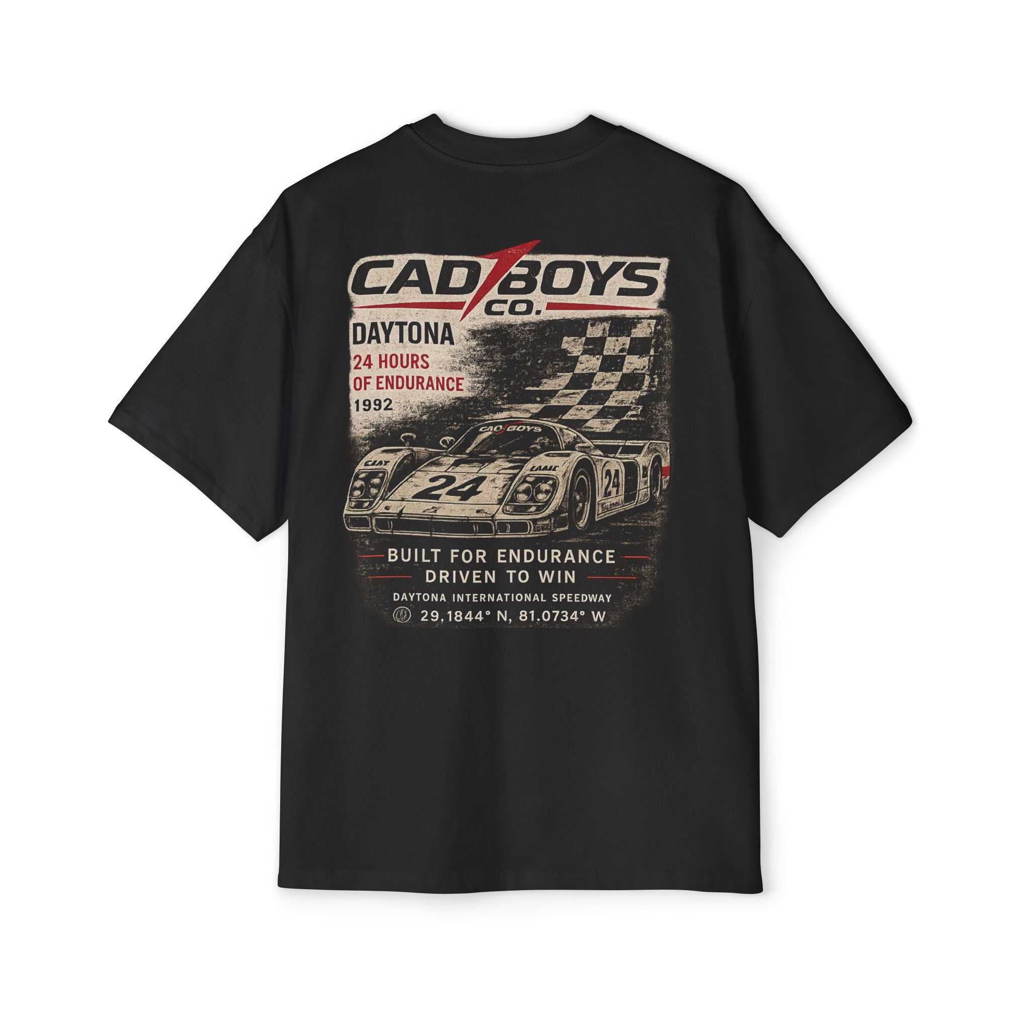 Cad Boys Daytona Racing Tee — Men's Oversized Car Graphic T-Shirt