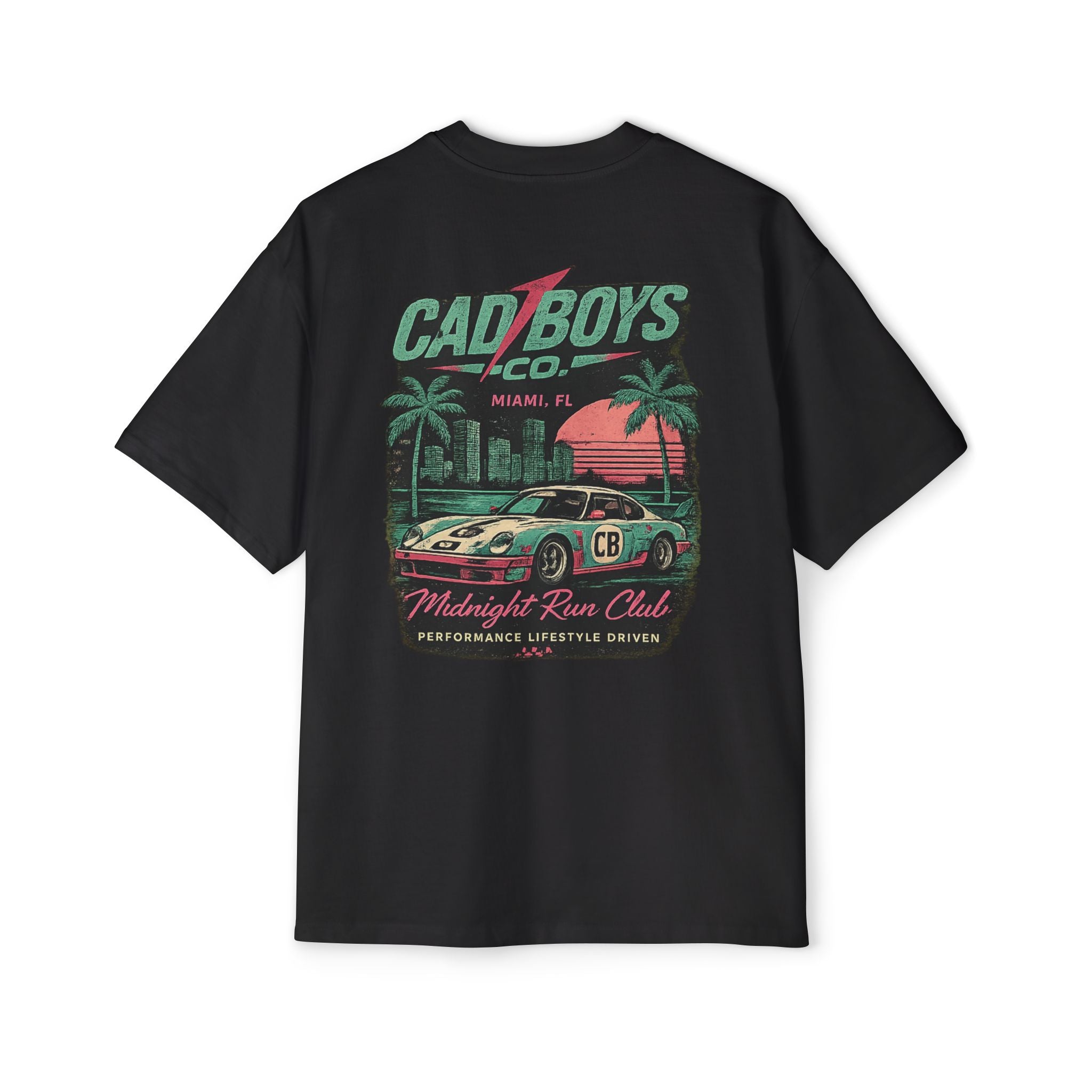 Cad Boys Midnight Run Oversized Tee — Retro Miami Racing Graphic T-Shirt