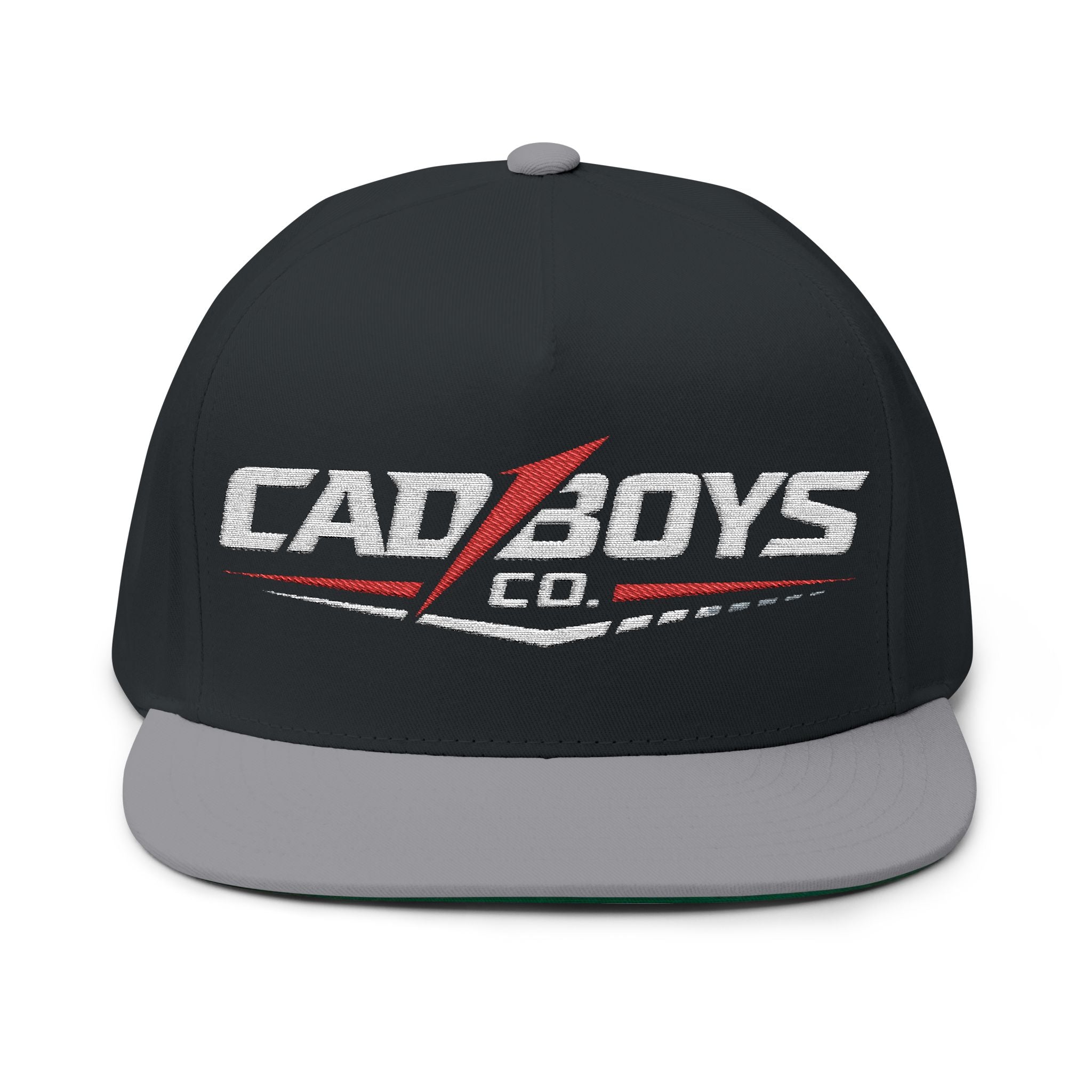 Flat Bill Cap — "Cad Boys" Embroidered Logo Snapback Hat