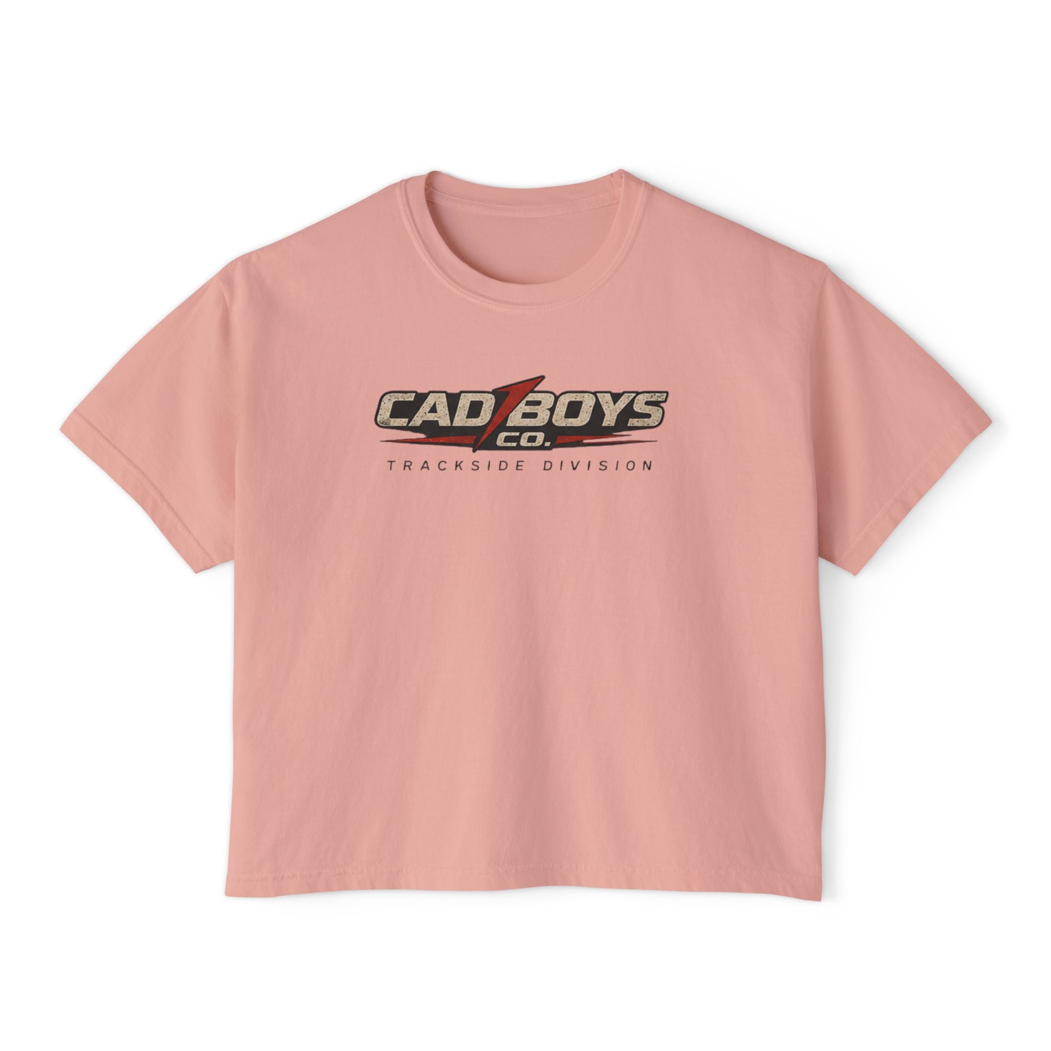 CadBoys "CadWomans" Trackside Division Women's Boxy Tee — Retro Race Car Graphic