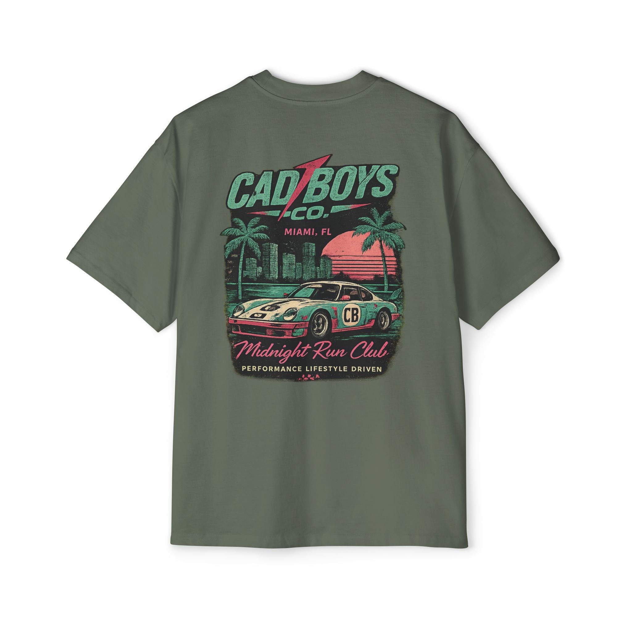 Cad Boys Midnight Run Oversized Tee — Retro Miami Racing Graphic T-Shirt