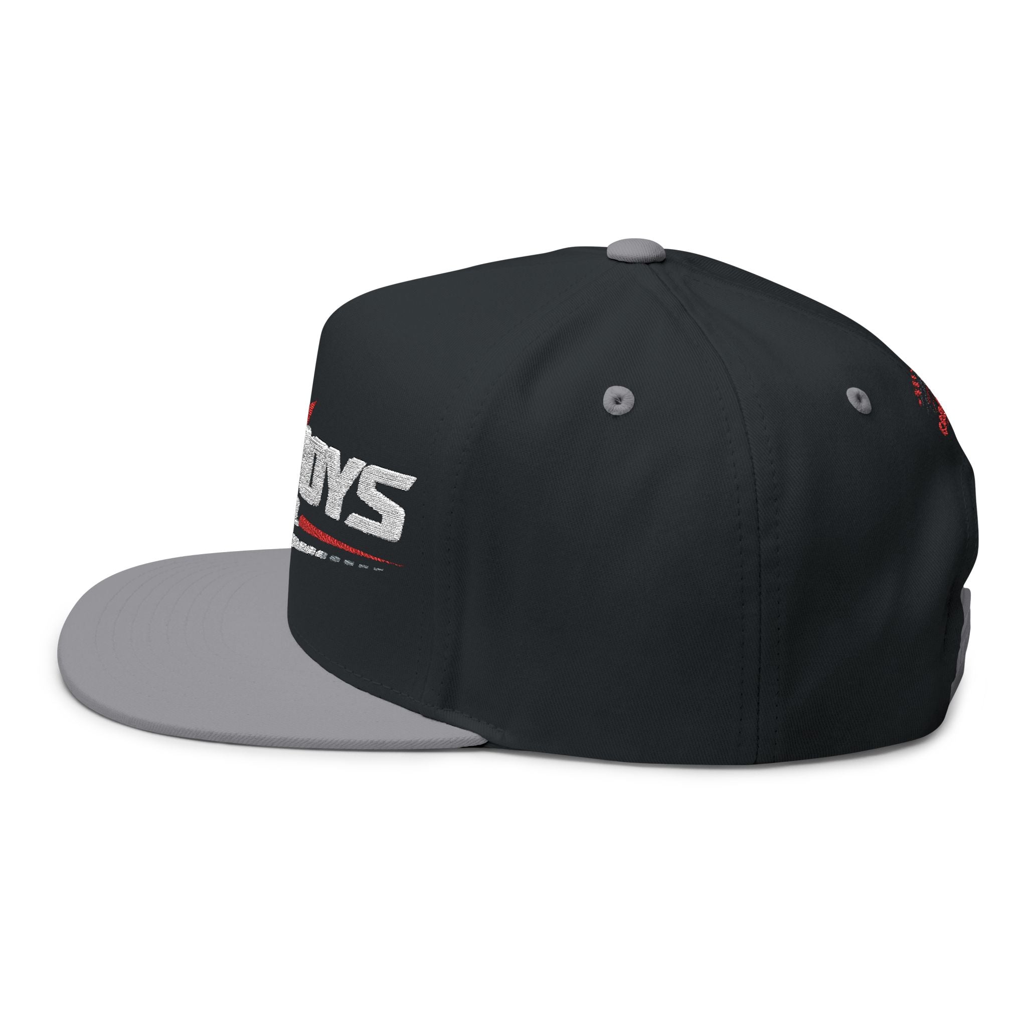 Flat Bill Cap — "Cad Boys" Embroidered Logo Snapback Hat