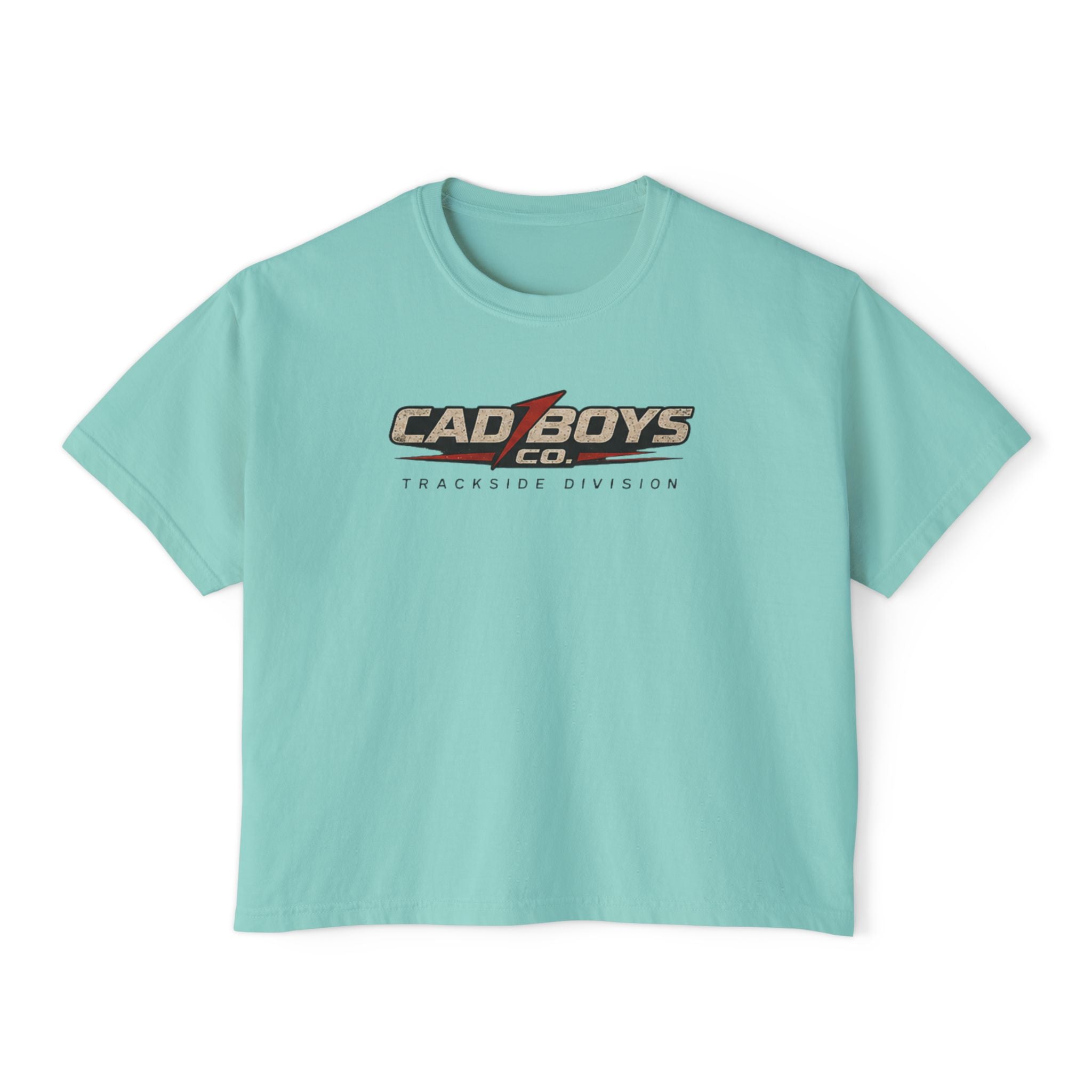 CadBoys "CadWomans" Trackside Division Women's Boxy Tee — Retro Race Car Graphic