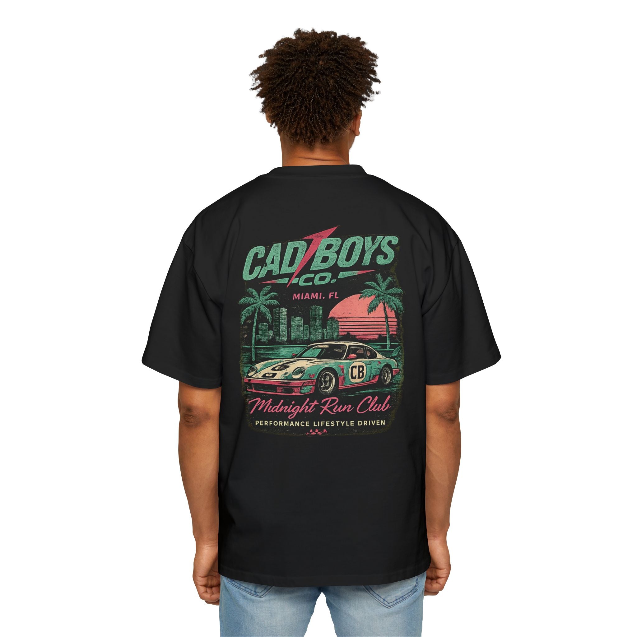 Cad Boys Midnight Run Oversized Tee — Retro Miami Racing Graphic T-Shirt