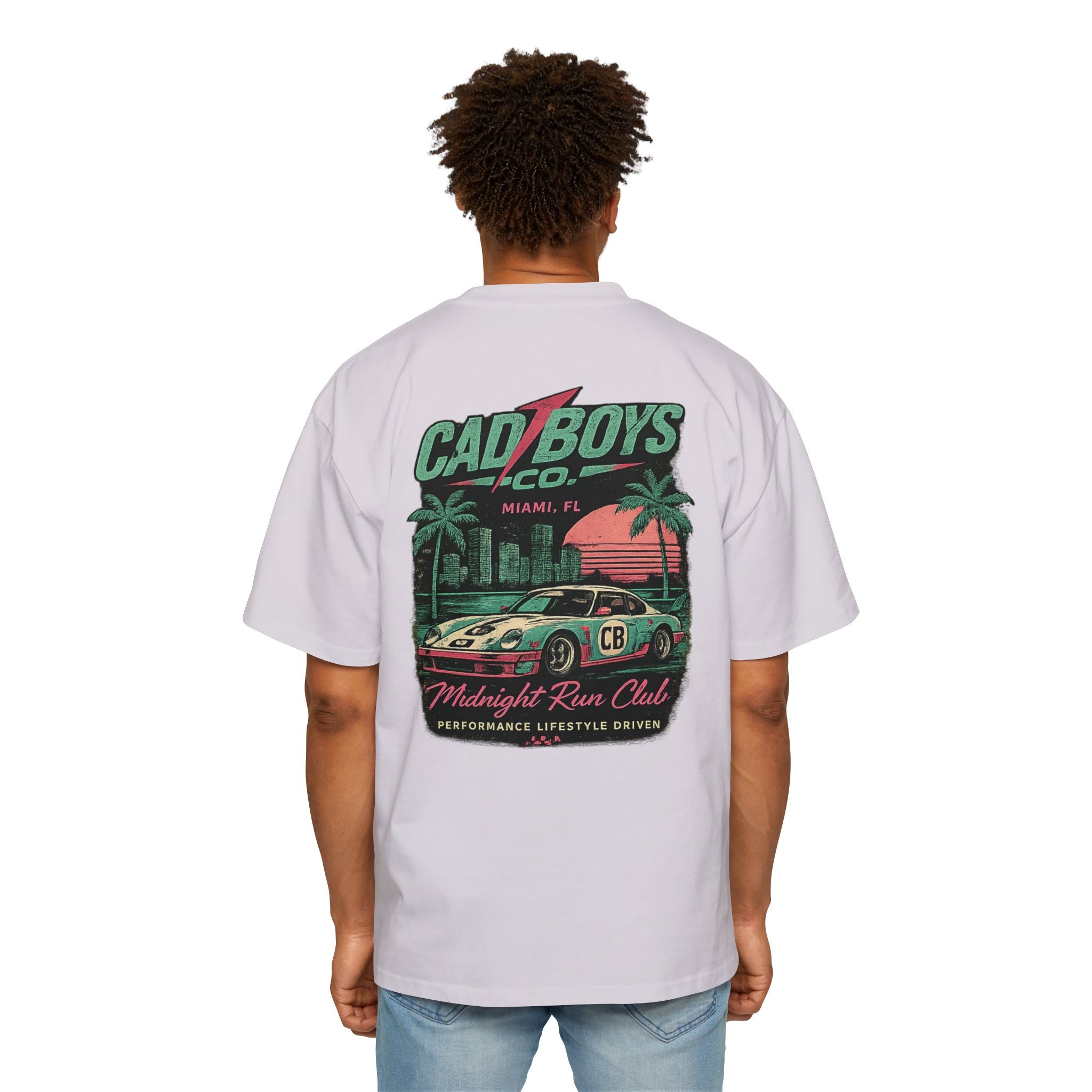 Cad Boys Midnight Run Oversized Tee — Retro Miami Racing Graphic T-Shirt