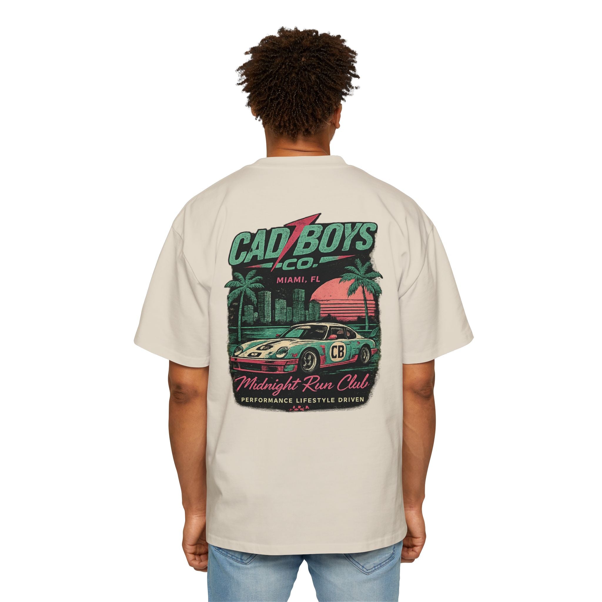 Cad Boys Midnight Run Oversized Tee — Retro Miami Racing Graphic T-Shirt